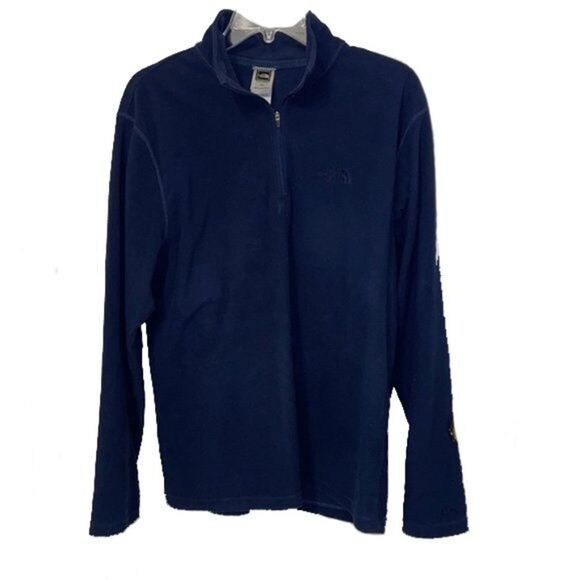 The North Face Navy Blue 1/4 Zip Mock Neck Fleece Jacket Top Mens Size Medium - Picture 1 of 10